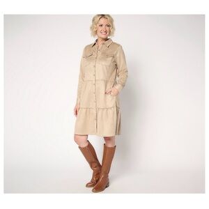 Belle by Kim Gravel Tan Shirt Dress